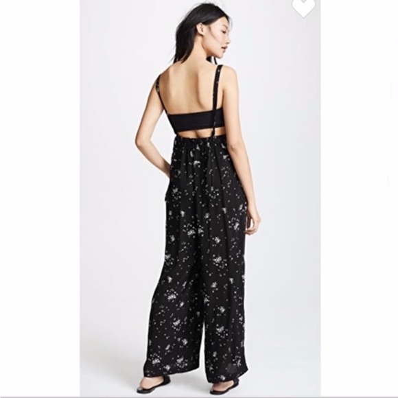 Free People Sweet in the Streets Printed Floral Jumpsuit Overalls M - Picture 6 of 14